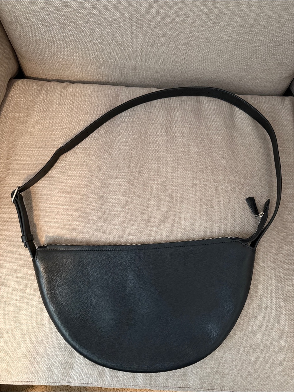 The Row Black Half-Moon Leather Crossbody Bag